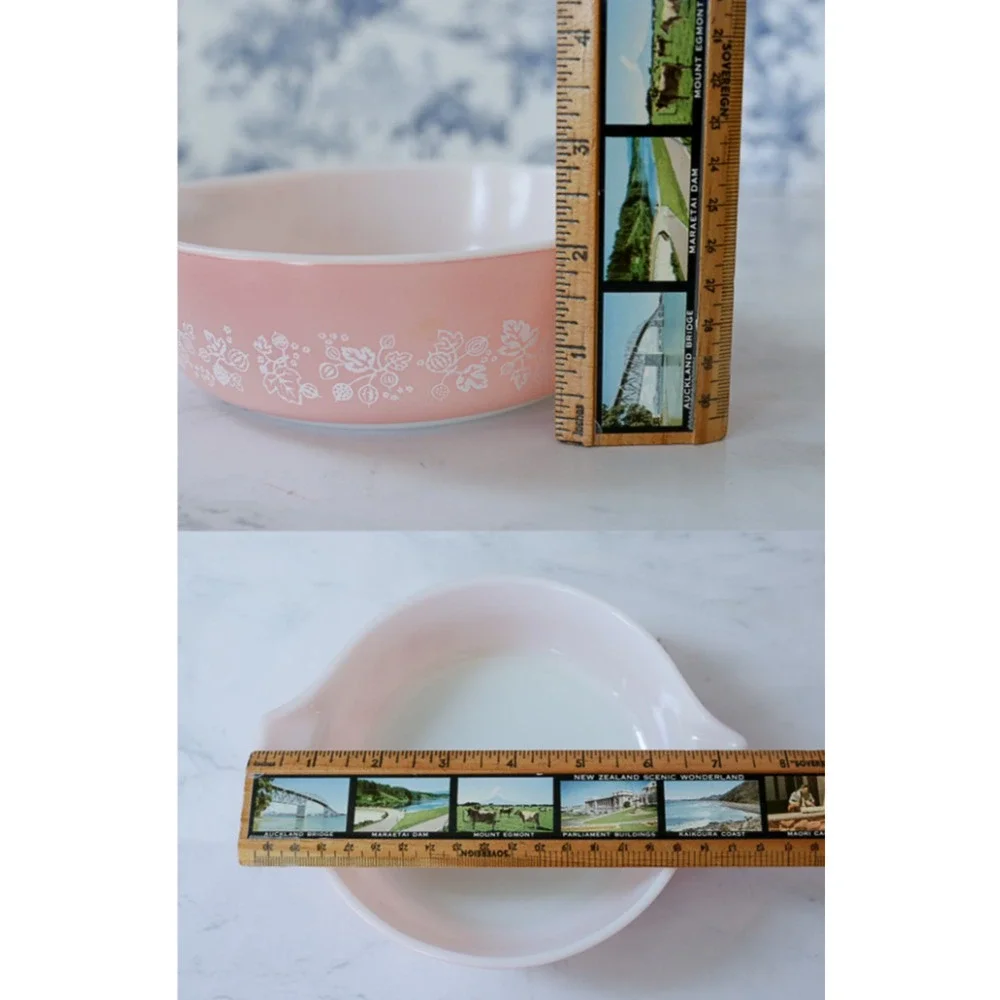 Vintage Pyrex Pink Gooseberry Cinderella Casserole Dish Bowl 471 473 and 1 Lid